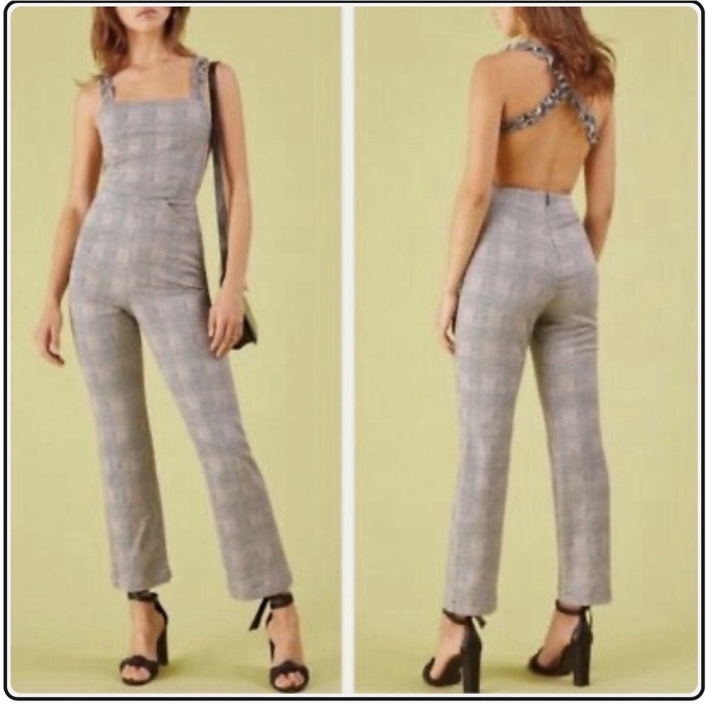 Reformation Oakland Jumpsuit Plaid Size 8 ‎ Houndstooth Academia Concert Preppy
